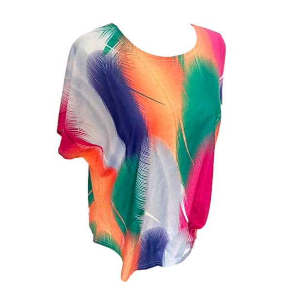 Tops - Colourful Feathers Top